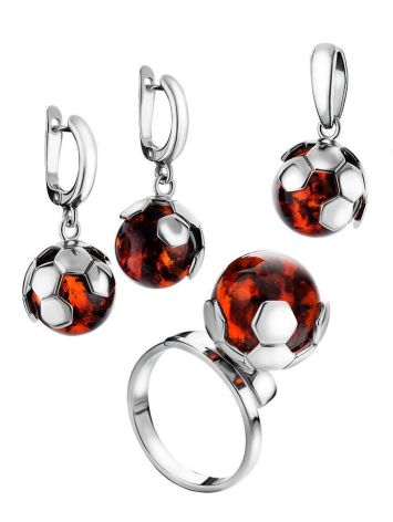 Designer Silver Ring With Cherry Amber The League, Ring Size: Adjustable, image , picture 7