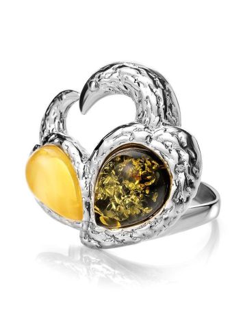 Multicolor Dazzling Amber Ring In Sterling Silver The Eagles, Ring Size: 5.5 / 16, image , picture 4
