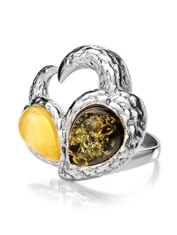 Multicolor Dazzling Amber Ring In Sterling Silver The Eagles, Ring Size: 9 / 19, image , picture 4