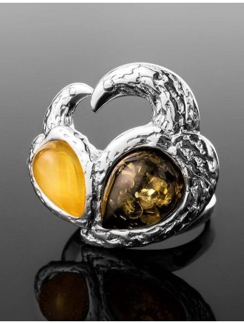 Multicolor Dazzling Amber Ring In Sterling Silver The Eagles, Ring Size: 9 / 19, image , picture 2