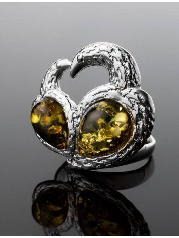 Green Dazzling Amber Ring In Sterling Silver The Eagles Collection, Ring Size: 8.5 / 18.5, image , picture 2