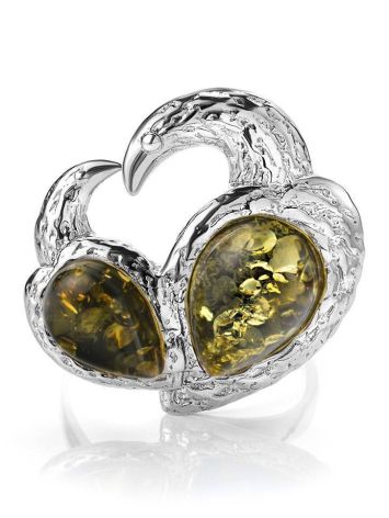 Green Dazzling Amber Ring In Sterling Silver The Eagles Collection, Ring Size: 8.5 / 18.5, image , picture 3