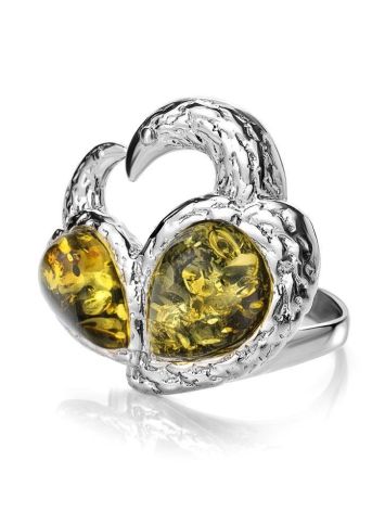 Green Dazzling Amber Ring In Sterling Silver The Eagles Collection, Ring Size: 8.5 / 18.5, image , picture 4