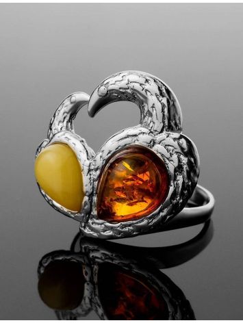 Multicolor Bold Amber Ring In Sterling Silver The Eagles, Ring Size: 9 / 19, image , picture 2