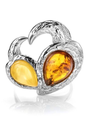 Multicolor Bold Amber Ring In Sterling Silver The Eagles, Ring Size: 9 / 19, image , picture 3