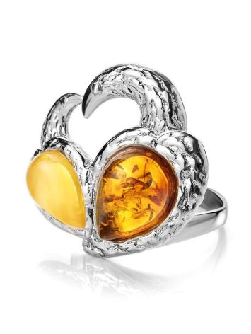 Multicolor Bold Amber Ring In Sterling Silver The Eagles, Ring Size: 9 / 19, image , picture 5