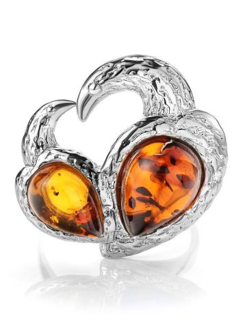Cognac Amber Ring In Sterling Silver The Eagles, Ring Size: 8.5 / 18.5, image , picture 3