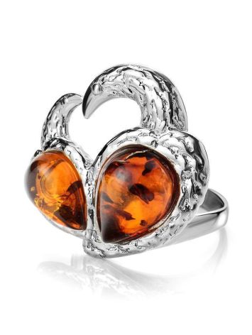 Cognac Amber Ring In Sterling Silver The Eagles, Ring Size: 8.5 / 18.5, image , picture 4