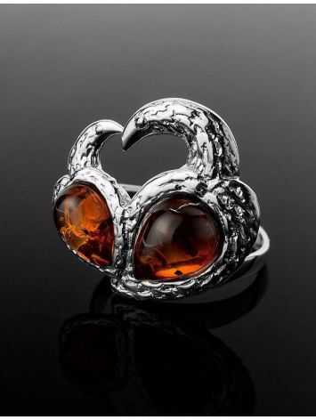 Cognac Amber Ring In Sterling Silver The Eagles, Ring Size: 9.5 / 19.5, image , picture 2