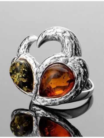 Multicolor Dazzling  Amber Ring In Sterling Silver The Eagles, Ring Size: 9 / 19, image , picture 2