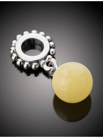 Sterling Silver Charm With Cute Honey Amber Ball Pendant, image , picture 2