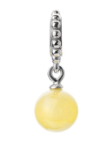 Sterling Silver Charm With Cute Honey Amber Ball Pendant, image , picture 3