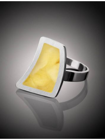 Honey Amber Ring In Sterling Silver The London, Ring Size: Adjustable, image , picture 2