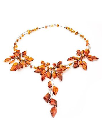 Cognac Amber Floral Necklace The Primula, image , picture 4