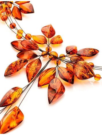 Cognac Amber Floral Necklace The Primula, image , picture 6