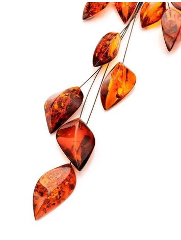 Cognac Amber Floral Necklace The Primula, image , picture 7
