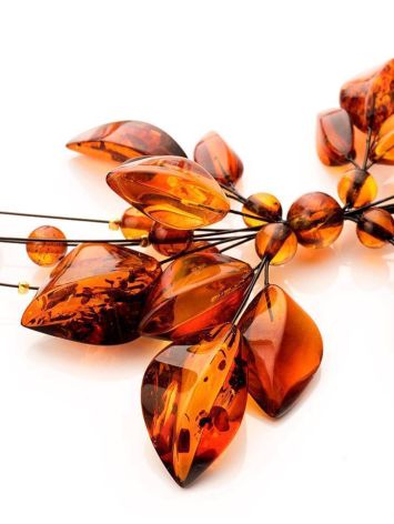 Cognac Amber Floral Necklace The Primula, image , picture 9