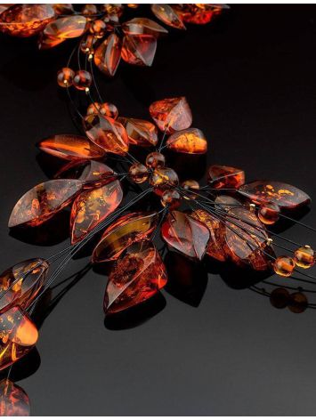Cognac Amber Floral Necklace The Primula, image , picture 2