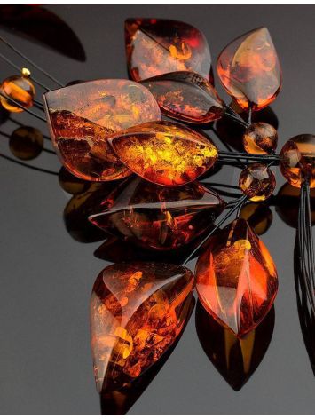 Cognac Amber Floral Necklace The Primula, image , picture 3