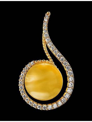 Bold Gold-Plated Pendant With Honey Amber And Crystals The Venus, image , picture 2