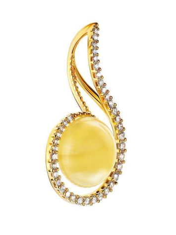 Bold Gold-Plated Pendant With Honey Amber And Crystals The Venus, image , picture 5