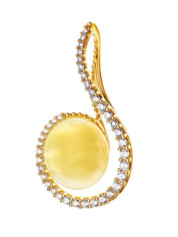 Bold Gold-Plated Pendant With Honey Amber And Crystals The Venus, image , picture 4