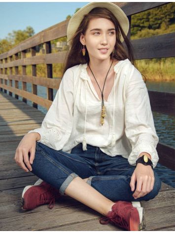 White Amber Pendant Necklace With Leather Cord The Indonesia, image , picture 2