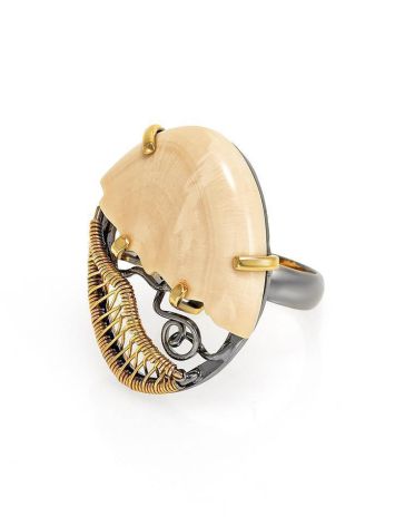 Exquisite Mammoth Tusk Ring In Gold-Plated Silver The Era, Ring Size: Adjustable, image , picture 3