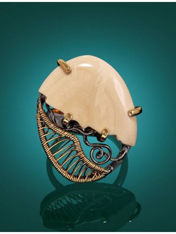 Exquisite Mammoth Tusk Ring In Gold-Plated Silver The Era, Ring Size: Adjustable, image , picture 2