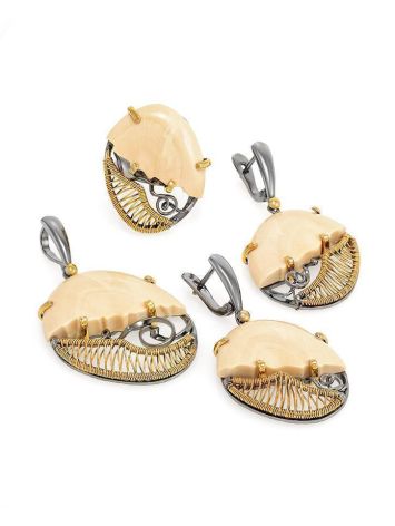 Exquisite Mammoth Tusk Ring In Gold-Plated Silver The Era, Ring Size: Adjustable, image , picture 4