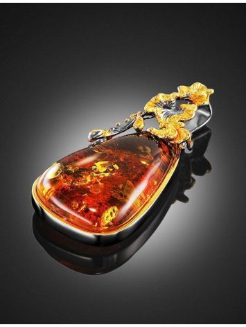 Amber Teardrop Pendant In Gold-Plated Silver The Triumph, image , picture 2