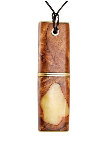 32 Gb Handmade Flash Drive Necklace With Honey Amber And Birch Wood The Indonesia, image , picture 3