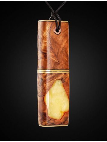 32 Gb Handmade Flash Drive Necklace With Honey Amber And Birch Wood The Indonesia, image , picture 2