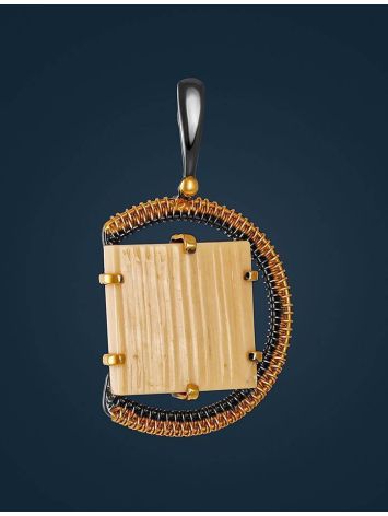 Round Gold Plated Pendant With Natural Mammoth Tusk The Era, image , picture 2