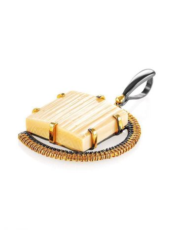 Round Gold Plated Pendant With Natural Mammoth Tusk The Era, image , picture 3