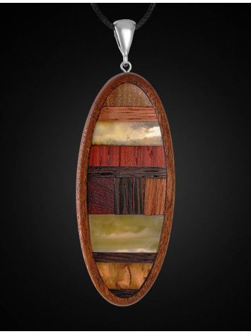 Unisex Wooden Pendant With Honey Amber The Indonesia, image , picture 3