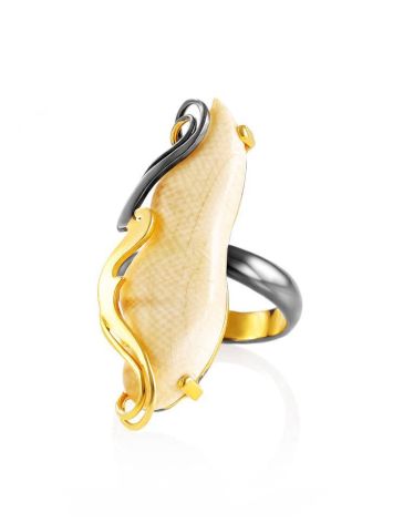 Extravagant Gold-Plated Ring With Natural Mammoth Tusk The Era, Ring Size: Adjustable, image , picture 3