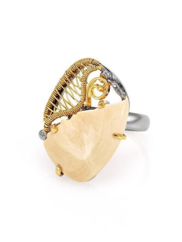 Adjustable Mammoth Tusk Ring In Gold-Plated Silver The Era, Ring Size: Adjustable, image , picture 3
