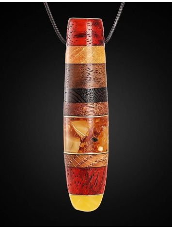 Wooden Pendant With Amber And Brass The Indonesia, image , picture 3