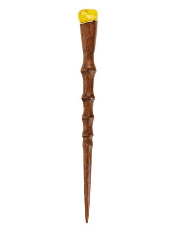 Wooden Hair Stick With Natural Amber, image , picture 3
