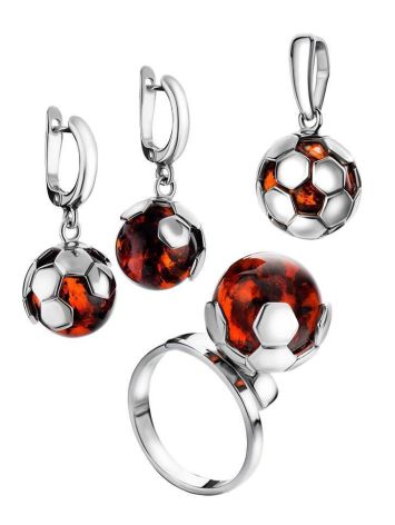 Stylish Silver Pendant With Cherry Amber The League, image , picture 4
