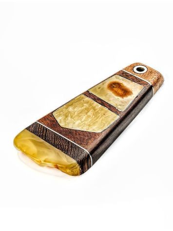 Unisex Wooden Pendant With Honey Amber The Indonesia, image , picture 3