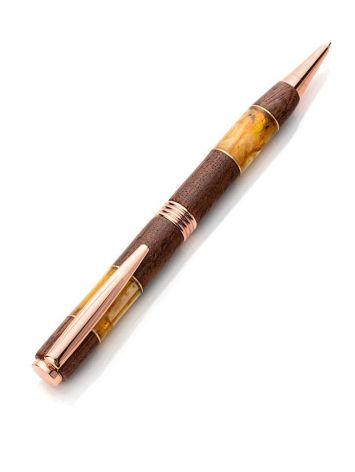Designer Acacia Wood Pen With Baltic Amber, image , picture 3