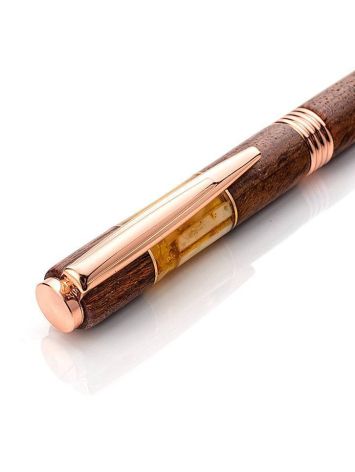 Designer Acacia Wood Pen With Baltic Amber, image , picture 5