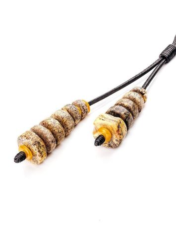 White Amber Pendant Necklace With Leather Cord The Indonesia, image , picture 4