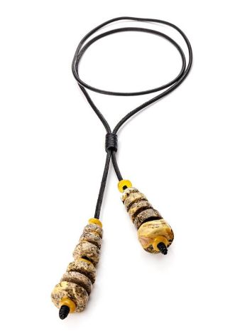 White Amber Pendant Necklace With Leather Cord The Indonesia, image , picture 7