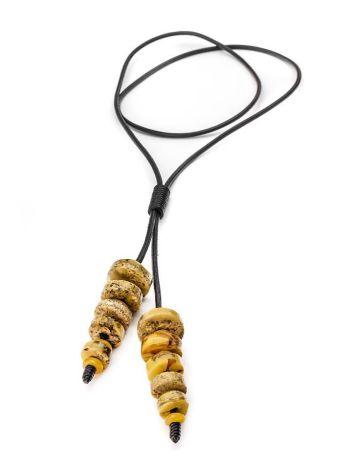 Honey Amber Necklace With Leather Cord The Indonesia, image , picture 6