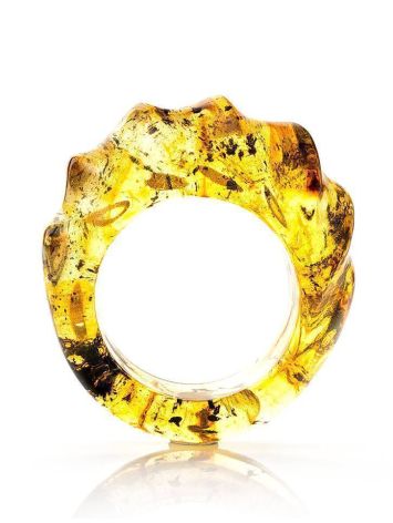 Handcrafted Carved Amber Band Ring The Magma, image , picture 5