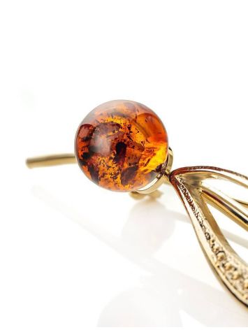 Cute Gold Plated Floral Brooch With Amber And Crystals The Beoluna, image , picture 4