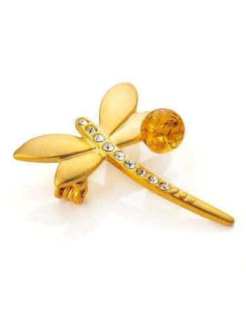 Gold Plated Dragonfly Brooch With Lemon Amber And Crystals The Beoluna, image , picture 3